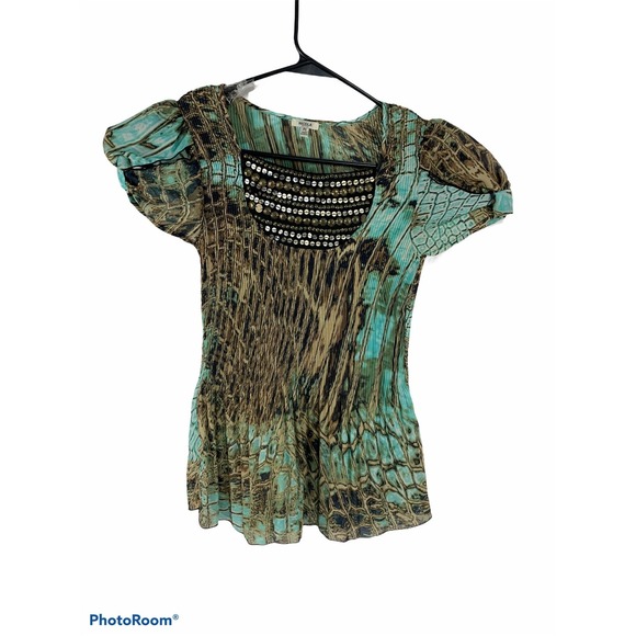 NICOLA Tops - Nicola Petite Womens PS Multicolor Short Sleeve‎ Top